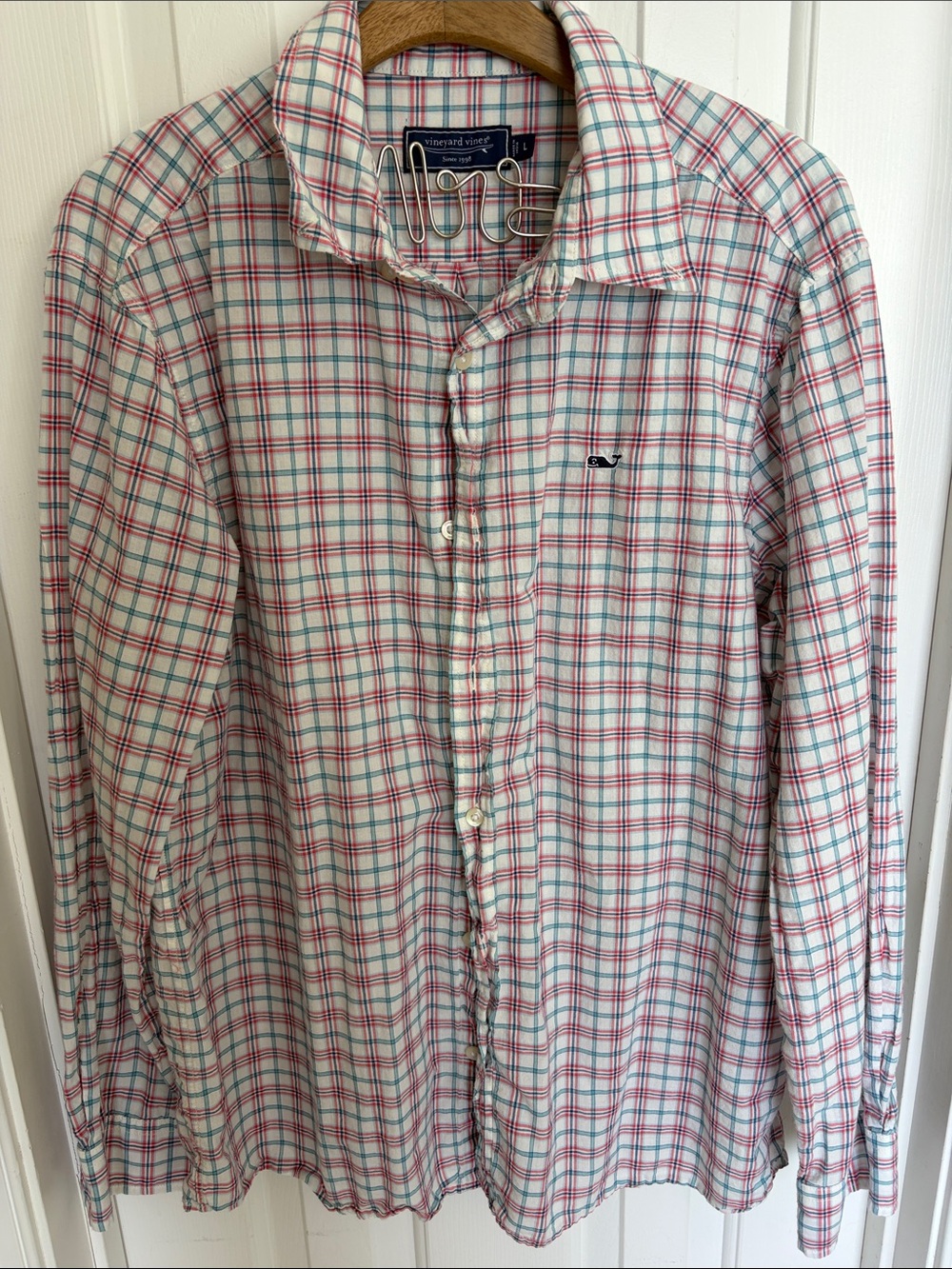 Vineyard Vines Men's Plaid Button-Down Shirt - White, Red & Blue